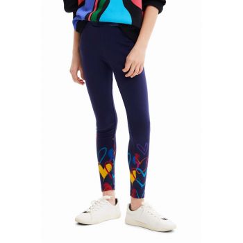 Desigual leggins copii culoarea albastru marin, modelator