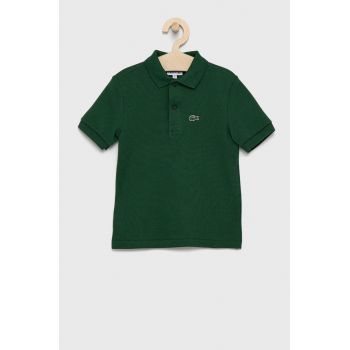 Lacoste tricouri polo din bumbac pentru copii culoarea verde, neted