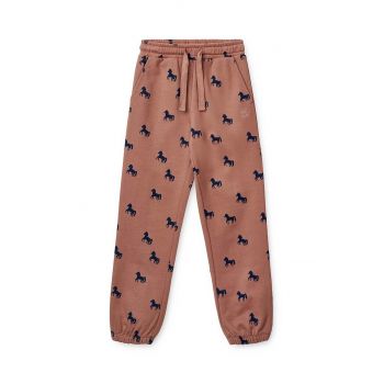 Liewood pantaloni de trening din bumbac pentru copii culoarea roz, neted