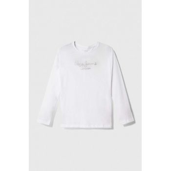 Pepe Jeans longsleeve din bumbac pentru copii culoarea alb