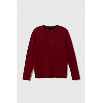 Pepe Jeans pulover de bumbac pentru copii culoarea bordo, light ieftin