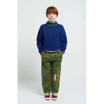 Bobo Choses pantaloni de bumbac pentru copii culoarea verde, cu imprimeu