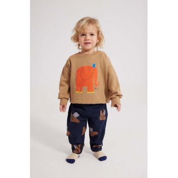 Bobo Choses pantaloni de trening din bumbac pentru bebeluși culoarea albastru marin, cu imprimeu