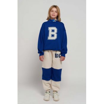 Bobo Choses pantaloni de trening din bumbac pentru copii culoarea bej, modelator