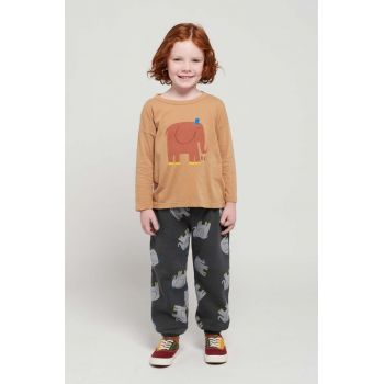 Bobo Choses pantaloni de trening din bumbac pentru copii culoarea gri, modelator