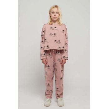 Bobo Choses pantaloni de trening din bumbac pentru copii culoarea roz, modelator