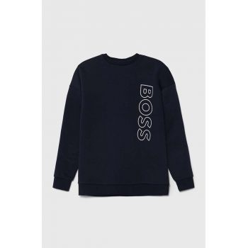 BOSS bluza copii culoarea albastru marin, cu imprimeu