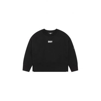 Dkny hanorac de bumbac pentru copii culoarea negru, cu imprimeu