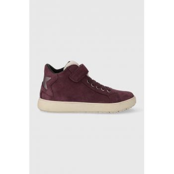 Geox sneakers de piele întoarsă pentru copii J36HYC 022BH J THELEVEN WPF culoarea violet