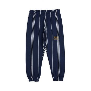 Mini Rodini pantaloni de trening din bumbac pentru copii culoarea albastru marin, modelator