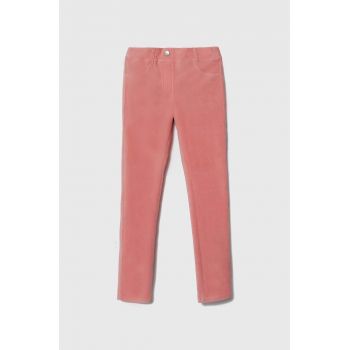 United Colors of Benetton pantaloni copii culoarea roz, neted