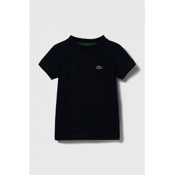 Lacoste tricou de bumbac pentru copii culoarea albastru marin, neted