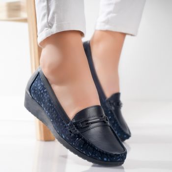 Pantofi dama casual Bleumarin din Piele Ecologica Muca