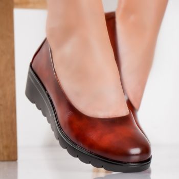 Pantofi dama casual Bordo din Piele Ecologica Asira