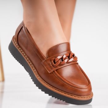 Pantofi dama casual Camel din Piele Ecologica Sahin