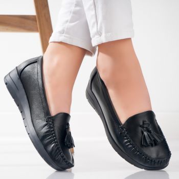 Pantofi dama casual Negri din Piele Ecologica Casane