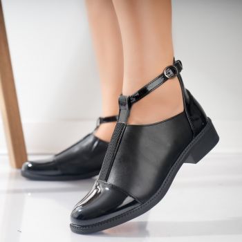 Pantofi dama casual Negri din Piele Ecologica Nava