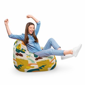 Fotoliu Puf Bean Bag tip Para XL Abstract Jungle Ocru