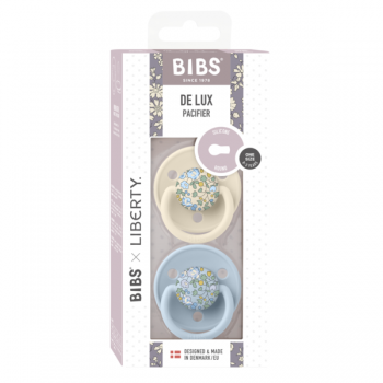 Set 2 suzete Bibs x Liberty de lux Eloise Silicon tetina rotunda marime universala Baby BlueIvory