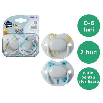 Suzeta Tommee Tippee Moda design ortodontic simetric 0-6 luni 2 buc alb