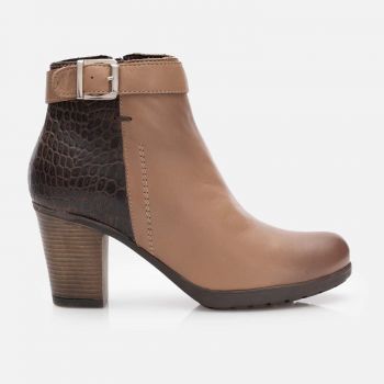 Botine dama din piele naturala Leofex- 461 Taupe Maro box