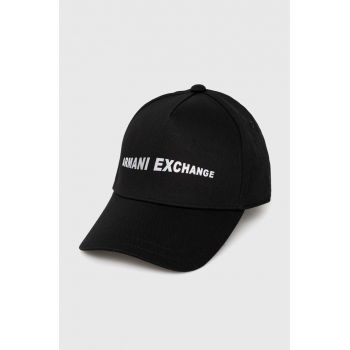 Armani Exchange șapcă de baseball din bumbac culoarea negru, cu imprimeu ieftina