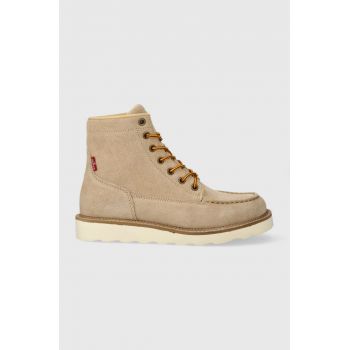 Levi's cizme din piele intoarsa DARROW CHUKKA S femei, culoarea maro, cu toc plat, 235428.25