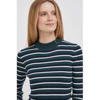 Pepe Jeans pulover femei, culoarea verde, light, cu turtleneck