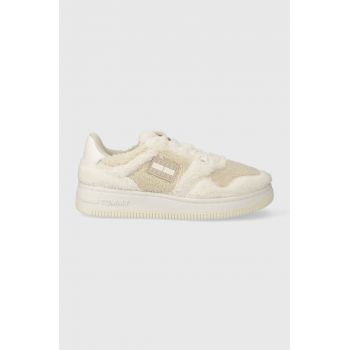 Tommy Jeans sneakers TJW RETRO BASKET WARM culoarea alb, EN0EN02441