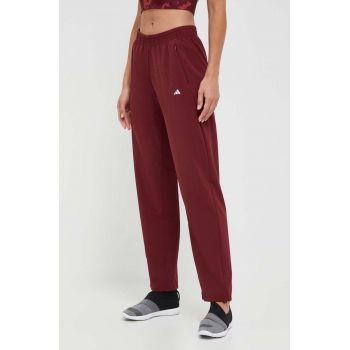 adidas pantaloni de antrenament culoarea bordo, neted