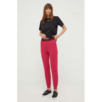 HUGO pantaloni de lounge culoarea roz, neted la reducere