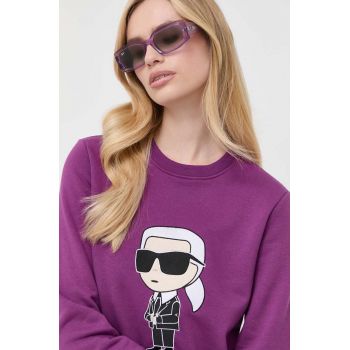 Karl Lagerfeld bluza femei, culoarea violet, cu imprimeu