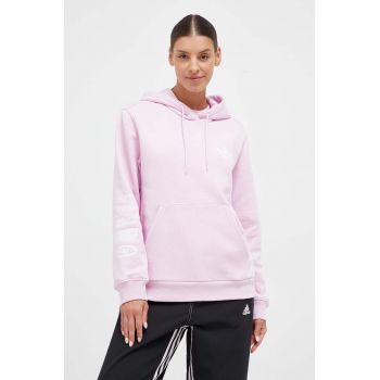 adidas Originals bluza femei, culoarea roz, cu glugă, neted