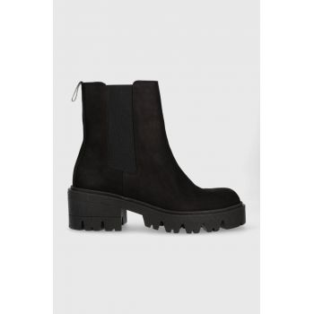 Charles Footwear cizme din piele intoarsa Diana femei, culoarea negru, cu platforma, Diana.Boots.Black