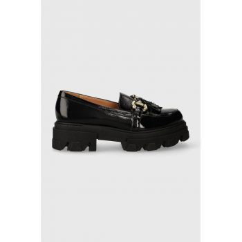 Charles Footwear mocasini de piele Zulia femei, culoarea negru, cu platforma, Zulia.Loafer.Black