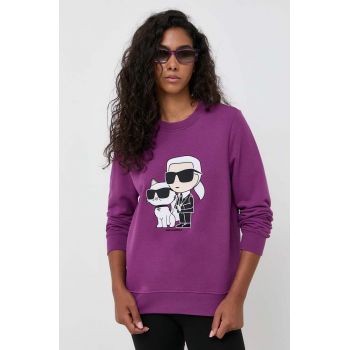 Karl Lagerfeld bluza femei, culoarea violet, cu imprimeu