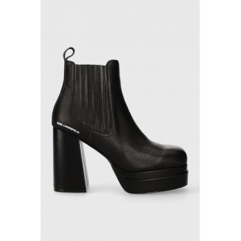 Karl Lagerfeld ghete chelsea de piele STRADA femei, culoarea negru, cu toc drept, KL30143