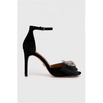 Kurt Geiger London sandale din piele intoarsa Kensington Bow Sandal culoarea negru, 9989100209