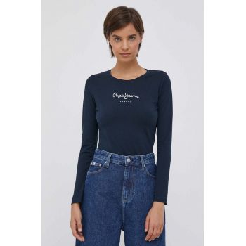 Pepe Jeans longsleeve New Virginia femei, culoarea albastru marin