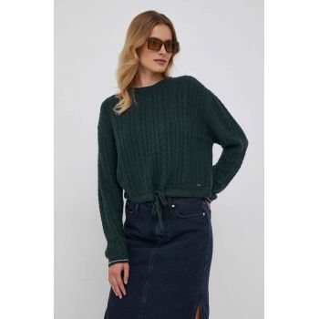 Pepe Jeans pulover din amestec de lana Elnora femei, culoarea verde