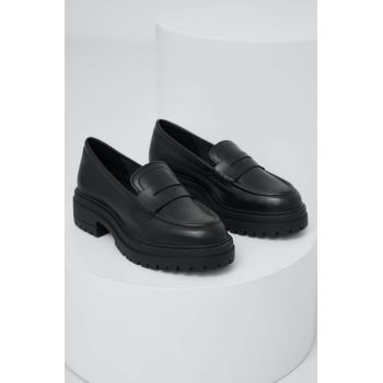 Answear Lab mocasini de piele femei, culoarea negru, cu platforma