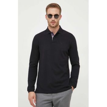 Barbour longsleeve din bumbac culoarea negru, neted