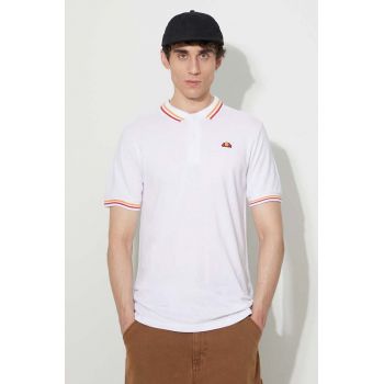 Ellesse polo de bumbac culoarea alb, neted SHR18077-WHITE