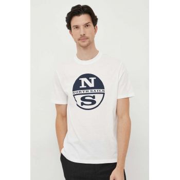 North Sails tricou din bumbac culoarea alb, cu imprimeu