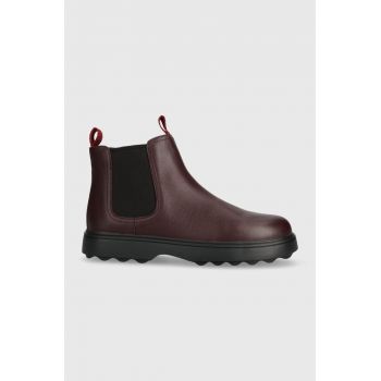 Camper cizme chelsea din piele pentru copii Norte Kids culoarea bordo