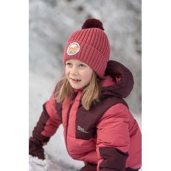 Jack Wolfskin caciula copii POMPOM BADGE culoarea roz