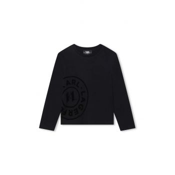 Karl Lagerfeld longsleeve din bumbac pentru copii culoarea negru, cu imprimeu