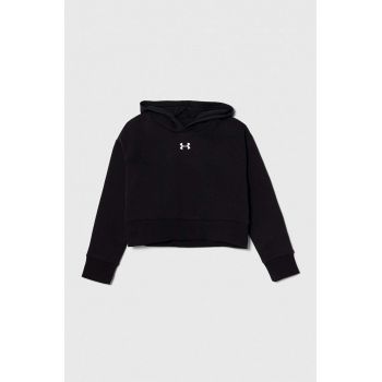 Under Armour bluza copii UA Rival Fleece Crop culoarea negru, cu glugă, melanj