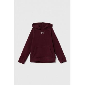 Under Armour bluza copii UA Rival Fleece culoarea bordo, cu glugă, cu imprimeu