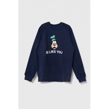 United Colors of Benetton hanorac de bumbac pentru copii x Disney culoarea albastru marin, cu imprimeu